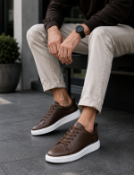 Ανδρικά καφέ δερμάτινα casual Sneakers HG175542K