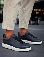 Ανδρικά μπλε δερμάτινα casual Sneakers HG175542B
