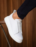 Ανδρικά λευκά δίσολα Sneakers με λάστιχα CH2619