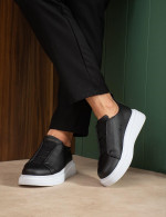 Ανδρικά ασπρόμαυρα δίσολα Sneakers με λάστιχα CH2619M
