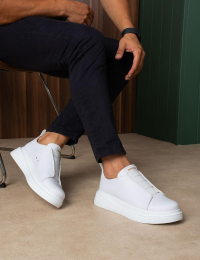 Ανδρικά λευκά δίσολα Sneakers με λάστιχα CH2619