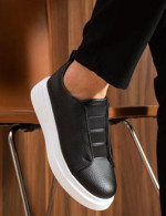 Ανδρικά ασπρόμαυρα δίσολα Sneakers με λάστιχα CH2619M