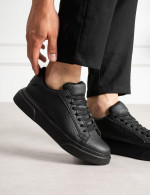 Ανδρικά μαύρα δίσολα Sneakers λαστιχένια σόλα CH2613M