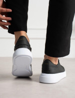 Ανδρικά ασπρόμαυρα δίσολα Sneakers λαστιχένια σόλα CH2613A