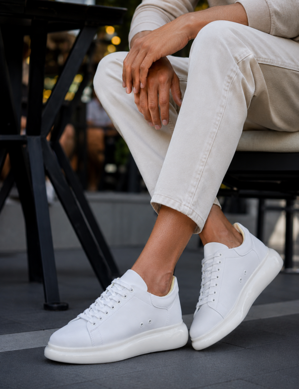 Ανδρικά λευκά δίσολα Sneakers λαστιχένια σόλα CH295W