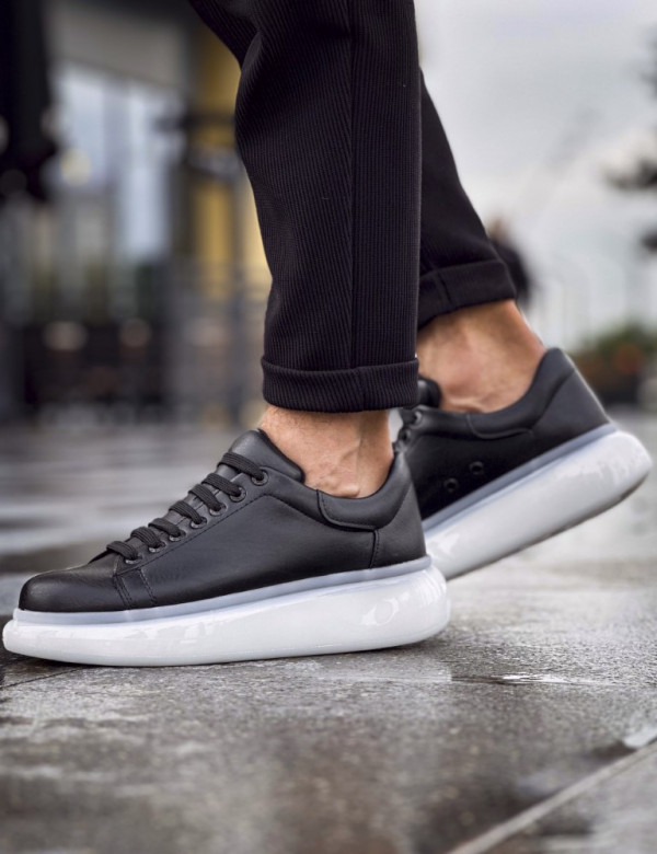 Ανδρικά ασπρόμαυρα δίσολα Sneakers λαστιχένια σόλα CH295