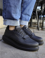 Ανδρικά μαύρα Casual Sneakers δερματίνη με Scratch CH073M