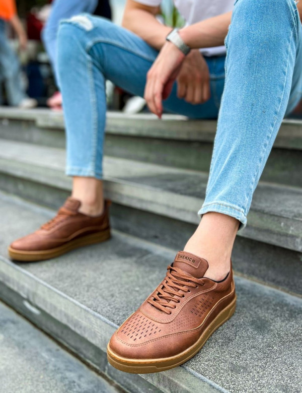 Ανδρικά ταμπά Sneakers δερματίνη με κορδόνια CH157T