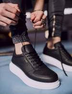 Ανδρικά ασπρόμαυρα Sneakers δερματίνη ανάγλυφο σχέδιο 0422020