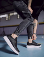 Ανδρικά ασπρόμαυρα Sneakers δερματίνη ανάγλυφο σχέδιο 0422020