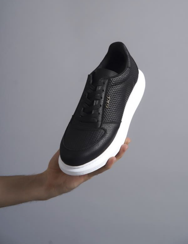 Ανδρικά ασπρόμαυρα Sneakers δερματίνη ανάγλυφο σχέδιο 0422020