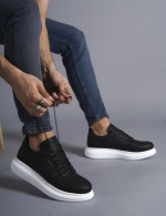 Ανδρικά ασπρόμαυρα Sneakers δερματίνη ανάγλυφο σχέδιο 0422020