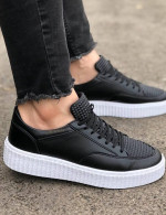 Ανδρικά ασπρόμαυρα Sneakers ανάγλυφο σχέδιο CH017