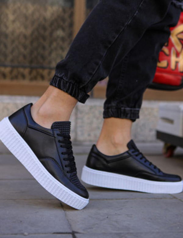 Ανδρικά ασπρόμαυρα Sneakers ανάγλυφο σχέδιο CH017