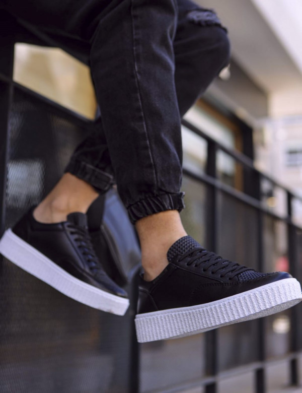 Ανδρικά ασπρόμαυρα Sneakers ανάγλυφο σχέδιο CH017