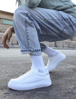 Ανδρικά λευκά δίσολα sneakers λαστιχένια σόλα CH107W