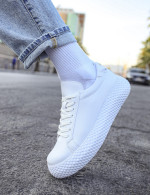Ανδρικά λευκά δίσολα sneakers λαστιχένια σόλα CH107W