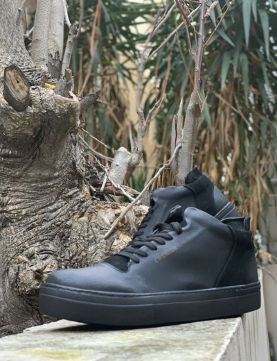 Ανδρικά μαύρα Sneakers δερματίνη CH004S