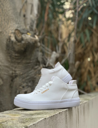 Ανδρικά λευκά Sneakers δερματίνη CH004W
