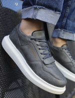 Ανδρικά ανθρακί Casual Sneakers δερματίνη με Scratch CH073G