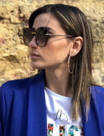 Γυναικεία μαύρα ντεγκραντέ γυαλιά ηλίου με κόκκινο σκελετό Premium S1105R