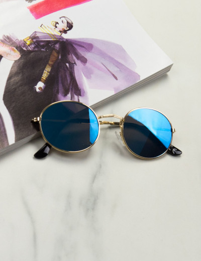 Γυναικεία μπλε οβάλ γυαλιά ηλίου καθρέπτης Luxury LS3063