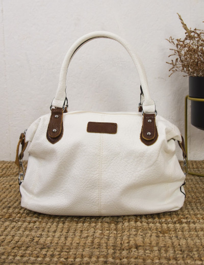 Γυναικεία λευκή τσάντα ώμου με διχρωμία PB712W
