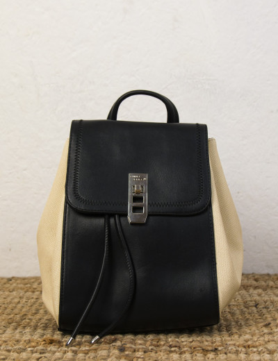 David Jones γυναικείο μαύρο mini Backpack με διχρωμία CM6458B