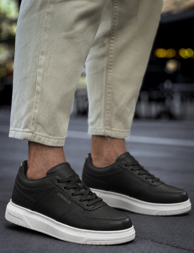 Ανδρικά ασπρόμαυρα Sneakers δερματίνη CH075B