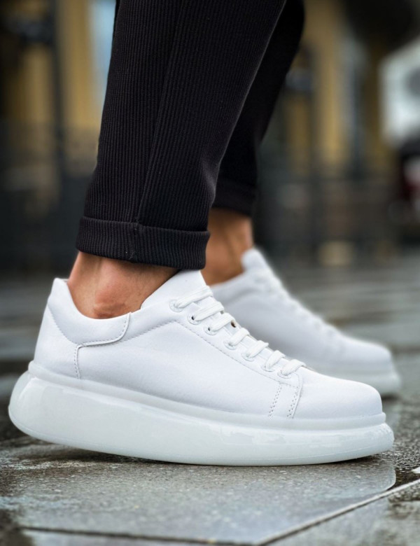 Ανδρικά λευκά δίσολα Sneakers λαστιχένια σόλα CH295W