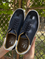 Ανδρικά μπλε δερμάτινα Sneakers με suede λεπτομέρεια HG177817