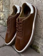 Ανδρικά ταμπά δερμάτινα Sneakers με suede λεπτομέρεια HG177817T