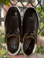 Ανδρικά καφέ δερμάτινα Sneakers με suede λεπτομέρεια HG177817K