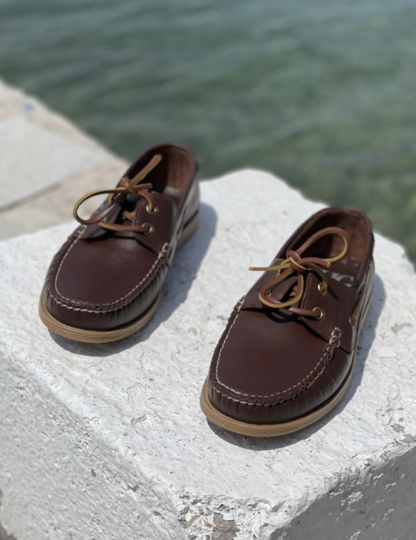 Ανδρικά καφέ δερμάτινα Boat παπούτσια HG175540
