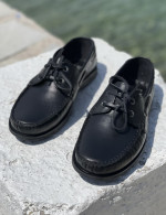 Ανδρικά μαύρα δερμάτινα Boat παπούτσια HG175540M