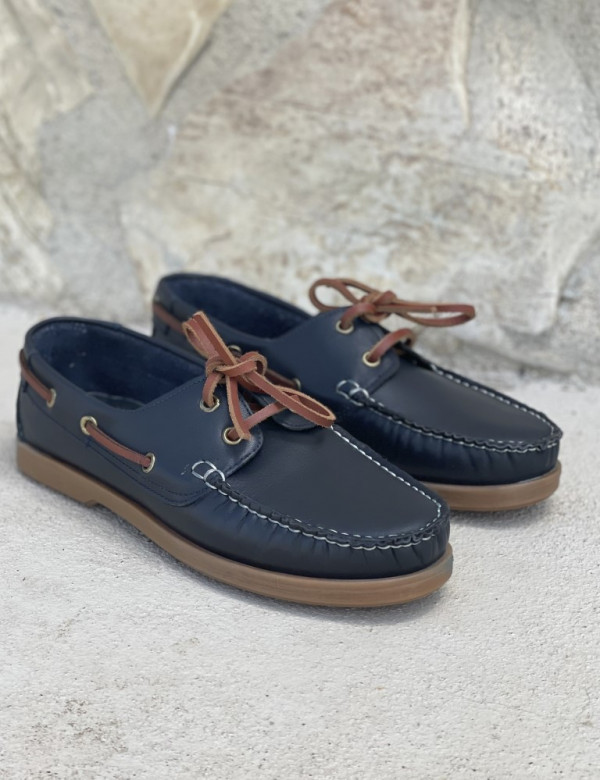 Ανδρικά μπλε δερμάτινα Boat παπούτσια HG175540B
