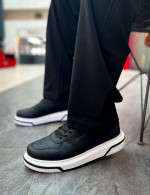 Ανδρικά ασπρόμαυρα Sneakers δερματίνη με διχρωμία στην σόλα CH075N
