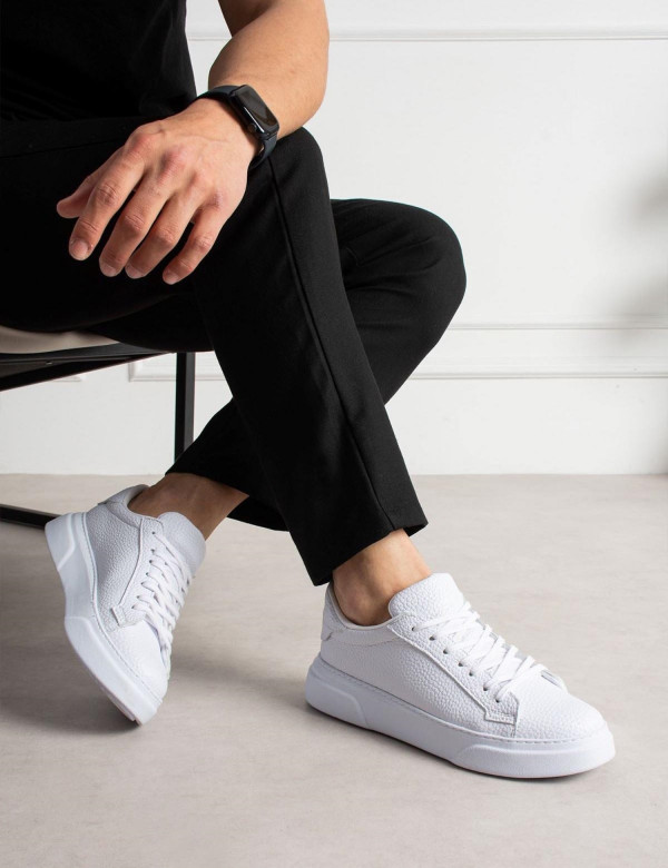 Ανδρικά λευκά δίσολα Sneakers λαστιχένια σόλα CH2613