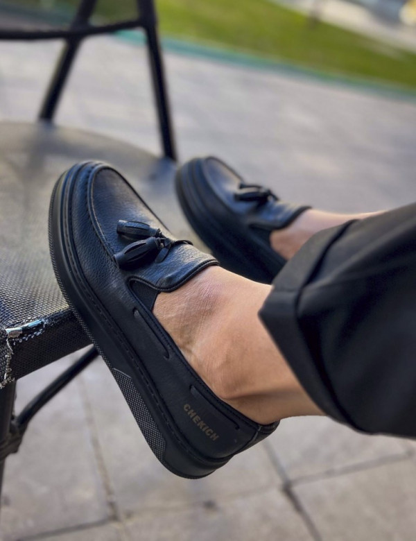 Ανδρικό μαύρο casual παπούτσι δερματίνη CH127M