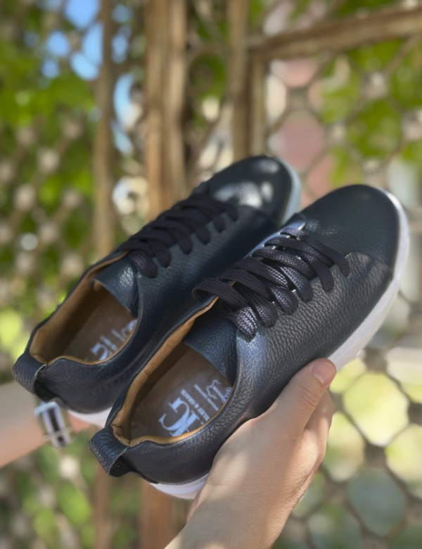Ανδρικά μπλε δερμάτινα casual Sneakers HG175542B