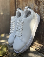 Ανδρικά λευκά δερμάτινα casual Sneakers HG175542W