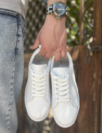 Ανδρικά λευκά δερμάτινα casual Sneakers HG175542W