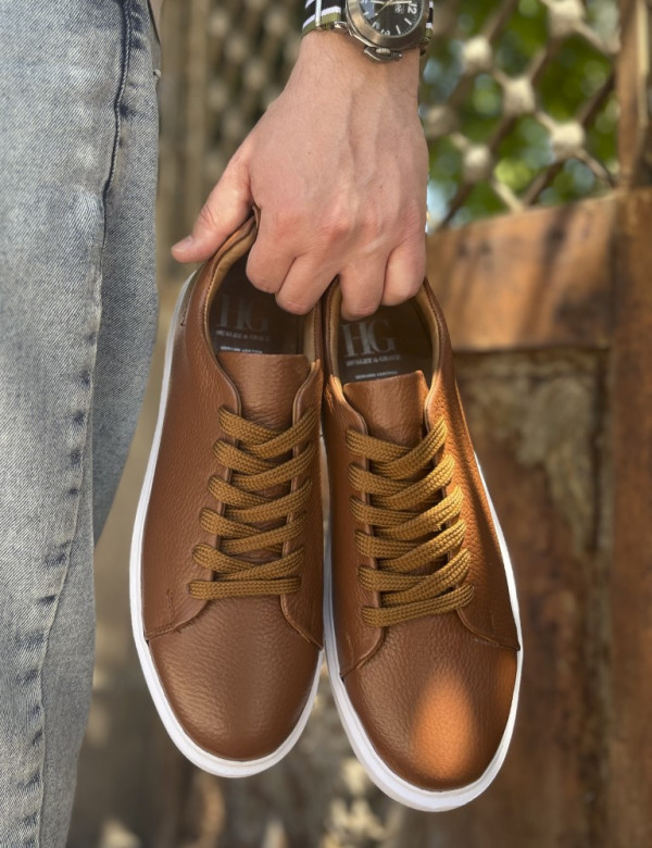 Ανδρικά ταμπά δερμάτινα casual Sneakers HG175542T