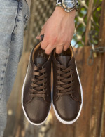 Ανδρικά καφέ δερμάτινα casual Sneakers HG175542K