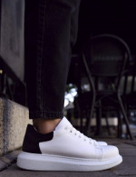 Ανδρικά λευκά-μαύρα δίσολα Sneakers με λαστιχένια σόλα CH256