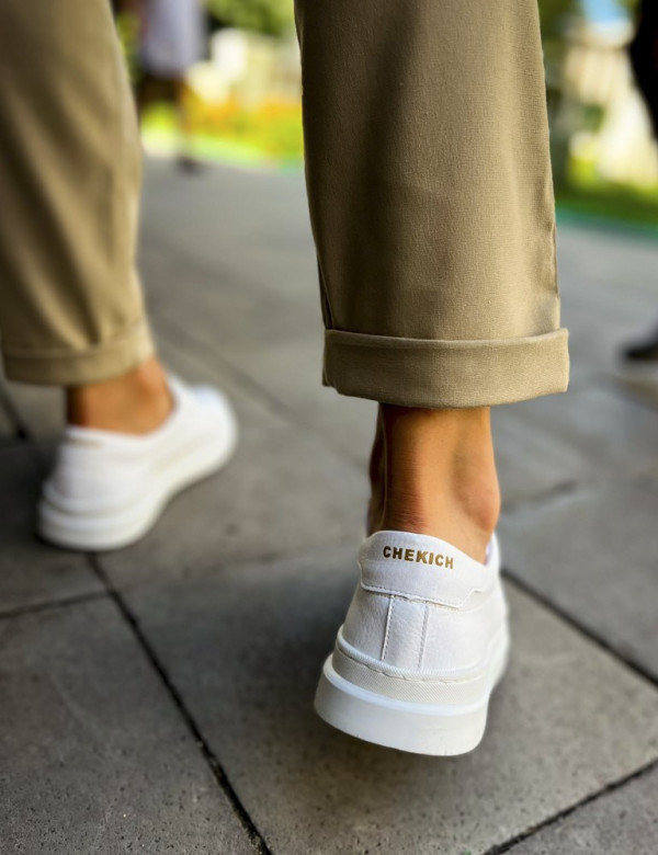 Ανδρικά λευκά Sneakers με λαστιχένια σόλα CH979A