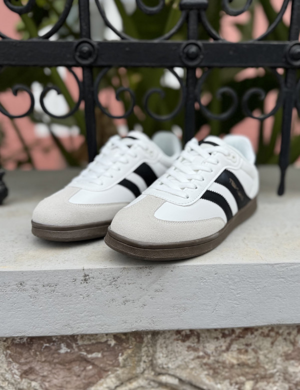 Teddy Smith ανδρικά λευκα sneakers με μαύρες-γκρι λεπτομέρειες 78815