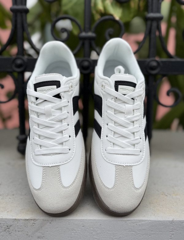 Teddy Smith ανδρικά λευκα sneakers με μαύρες-γκρι λεπτομέρειες 78815