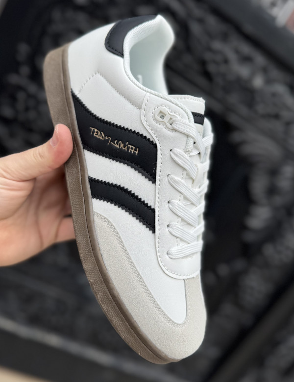 Teddy Smith ανδρικά λευκα sneakers με μαύρες-γκρι λεπτομέρειες 78815
