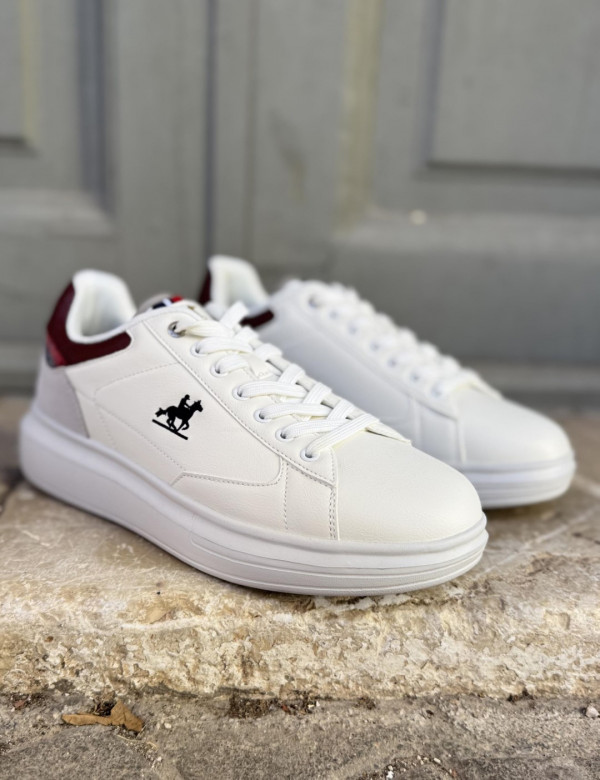 US GRAND POLO ανδρικά λευκά με καρό casual sneakers GPM21140W